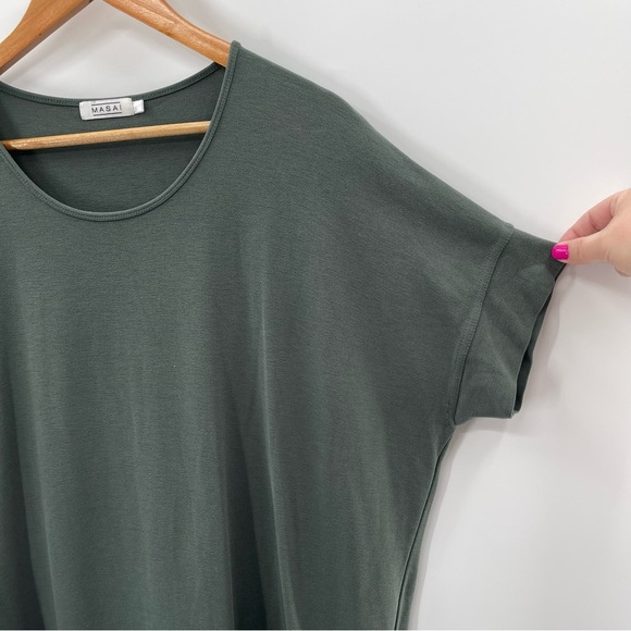 Masai Balsam Green Relaxed Fit Lagenlook Midi Dress Boxy Minimal Boho Size Med - Picture 5 of 13